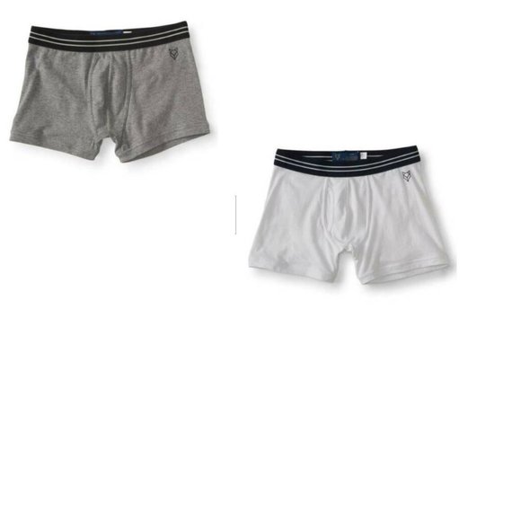 Mens Boxer Briefs Underwear Prince & Fox by Aeropostale 2 Pair Small White Gray - Picture 1 of 7